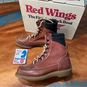 VTG New RED WING 497 Supersole Mocc toe Boot Vintage made USA Brown rare